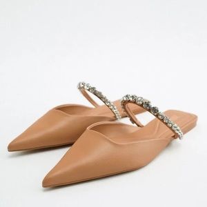 Brand New Zara Rhinestone Slingback Shoes